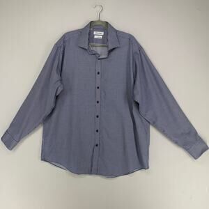 Twillory Shirt Men 18 36/37 Blue White Check Gingham Button Up Traditional Fit